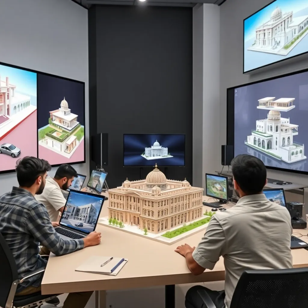 Student presenting final portfolio to panel of industry professionals