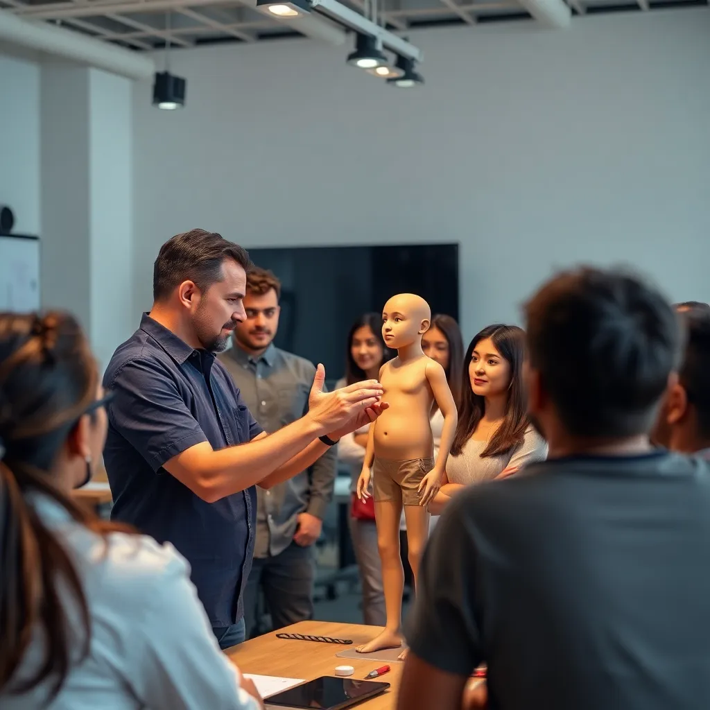 Character animation training session with students