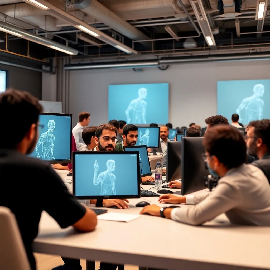 3D character modeling workshop with students creating digital art