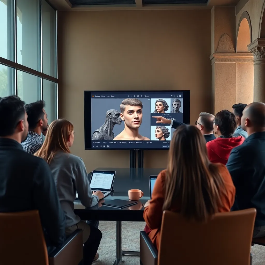 Industry professionals reviewing student Maya projects