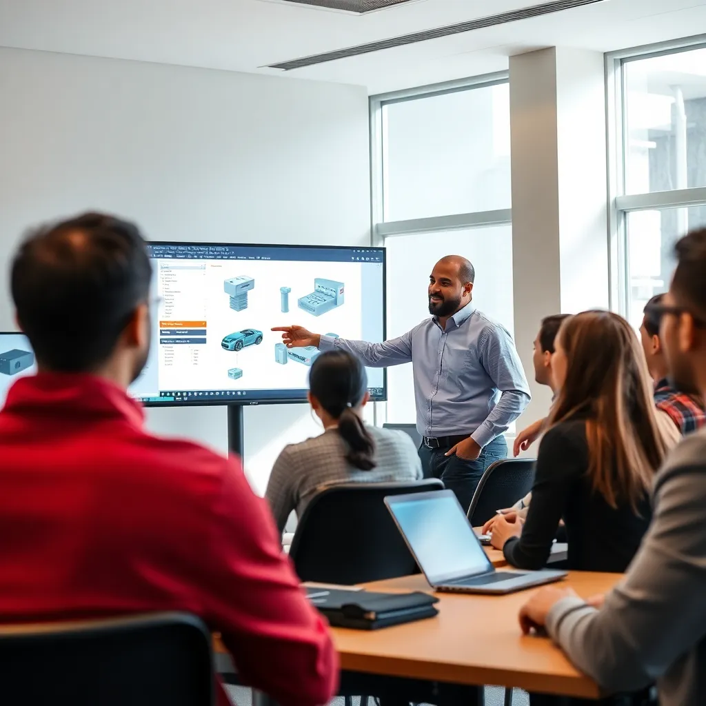 Advanced 3D modeling workstation with Egyptian instructor guiding students