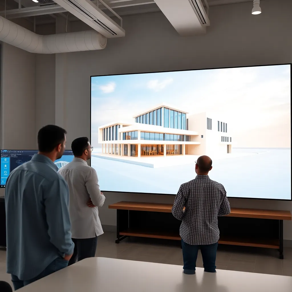 Architectural visualization rendering in professional studio