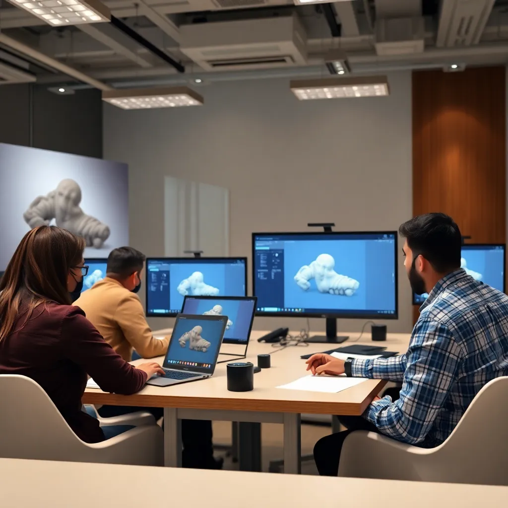 Professional product visualization setup with 3D artist working on detailed product rendering