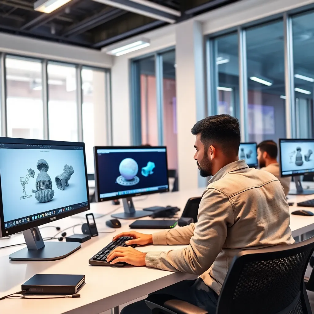 Modern 3D design training facility in Cairo with students working on digital art projects