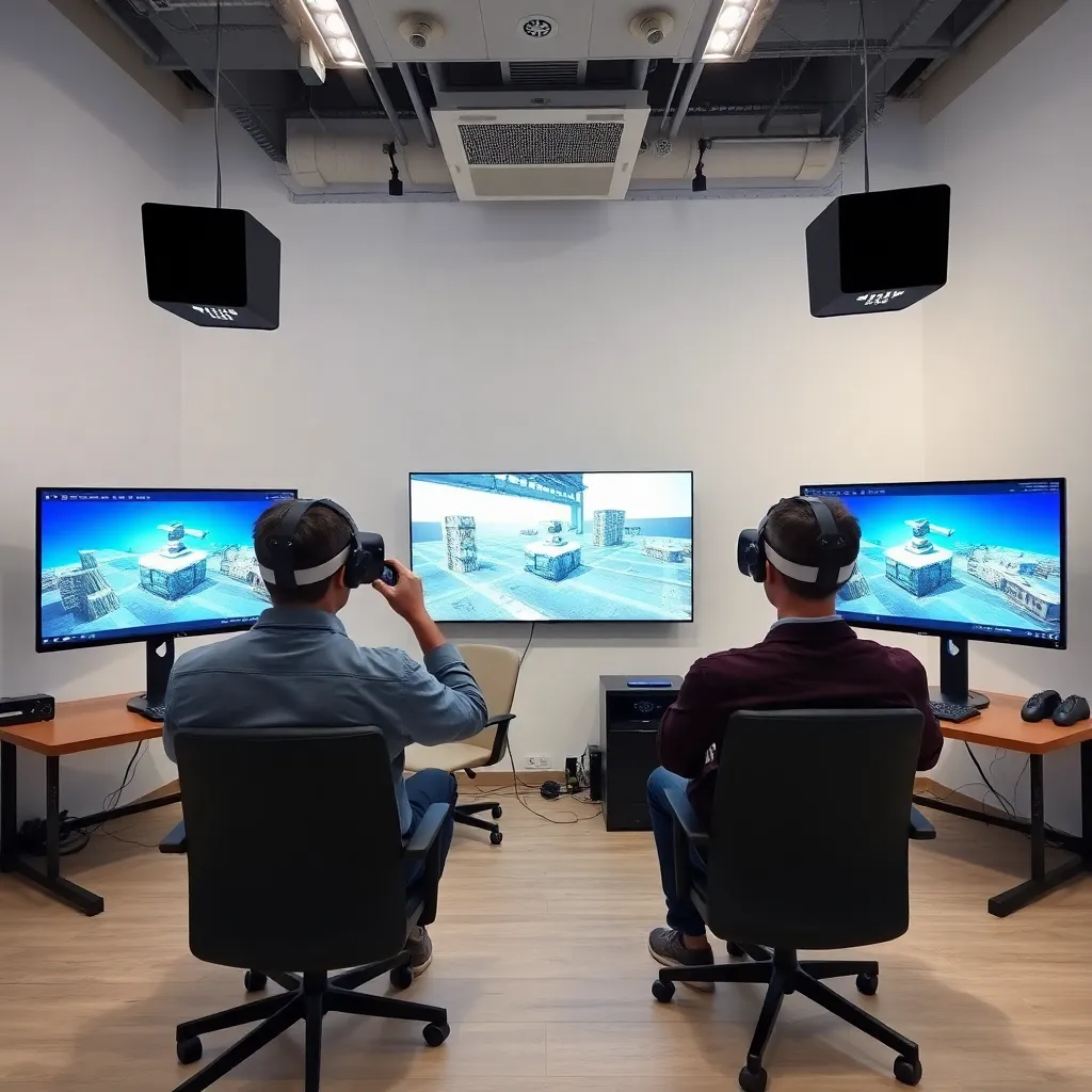 Virtual reality development lab with 3D artists