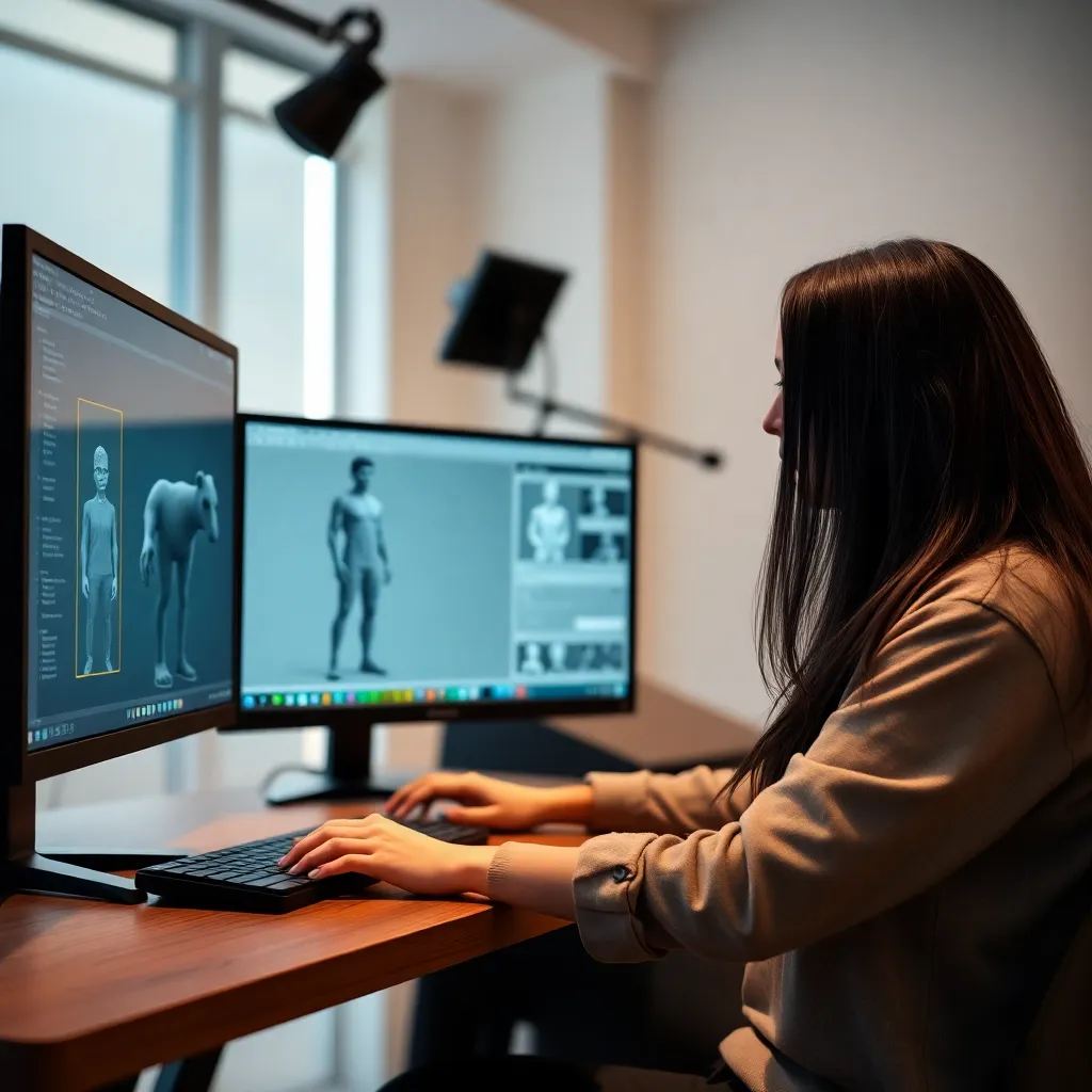 Maya training classroom with students working on 3D models